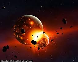 عامل پيدايش ماه ،برخورد زمين با يك سياره ديگر