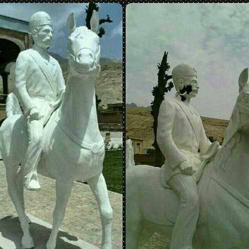 حمله اوباش خامنه ای به مجسمه سردار مشروطه
