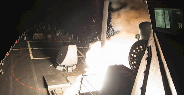 حمله هوایی مشترک آمریکا و فرانسه و انگلستان به رژیم سوریه