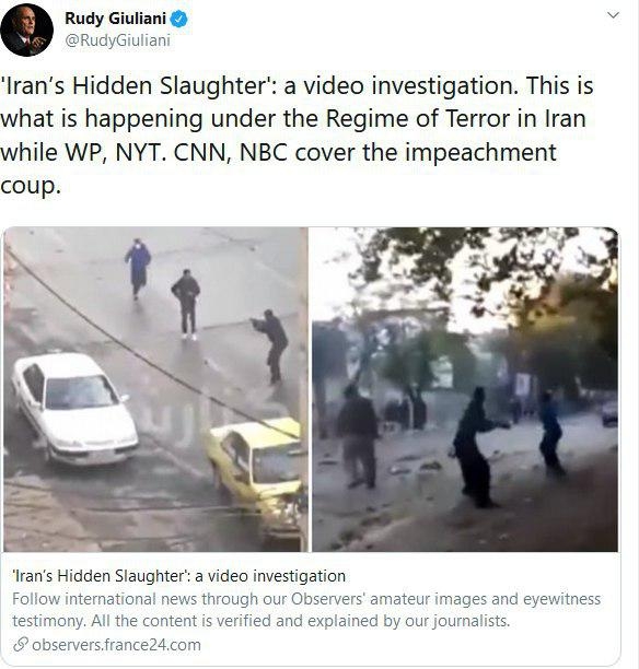 رودی جولیانی: «کشتار پنهان ایران»: یک ویدئوی تحقیقاتی