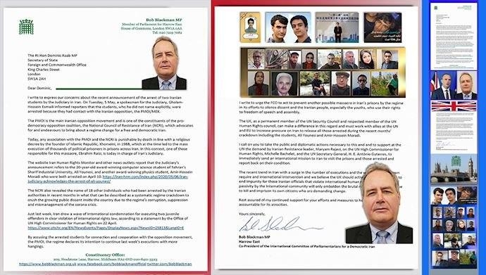 نامه کمیته بین‌المللی پارلمانترها برای یک ایران دموکراتیک به وزیر خارجه انگلستان برای آزادی زندانیان در بحبوحه کرونا به‌ویژه امیرحسین مرادی و علی یونسی و ۱۸دستگیرشده اخیر