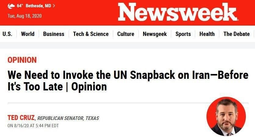 قبل از آنکه خیلی دیر شود، ضروری است از مکانیزم ماشه سازمان ملل برای ایران استفاده کنیم