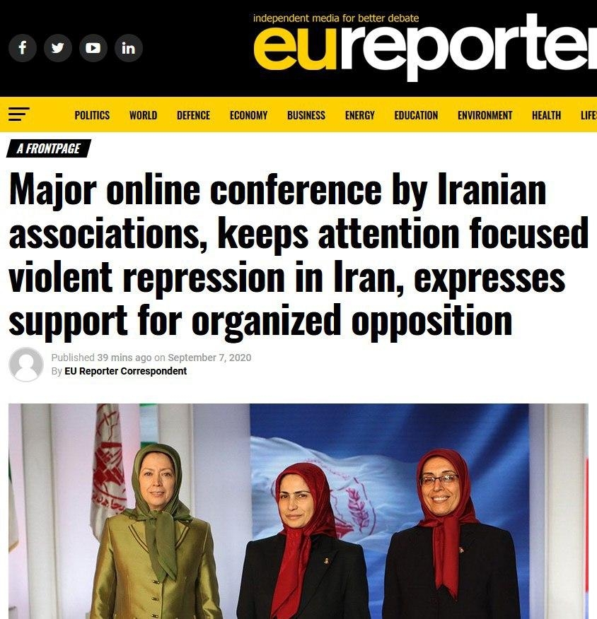 ئی یو ریپورتر: کنفرانس بزرگ اینترنتی انجمنهای ایرانیان روی سرکوب خشونتبار در ایران متمرکز شد و از اپوزیسیون سازمانیافته حمایت کرد