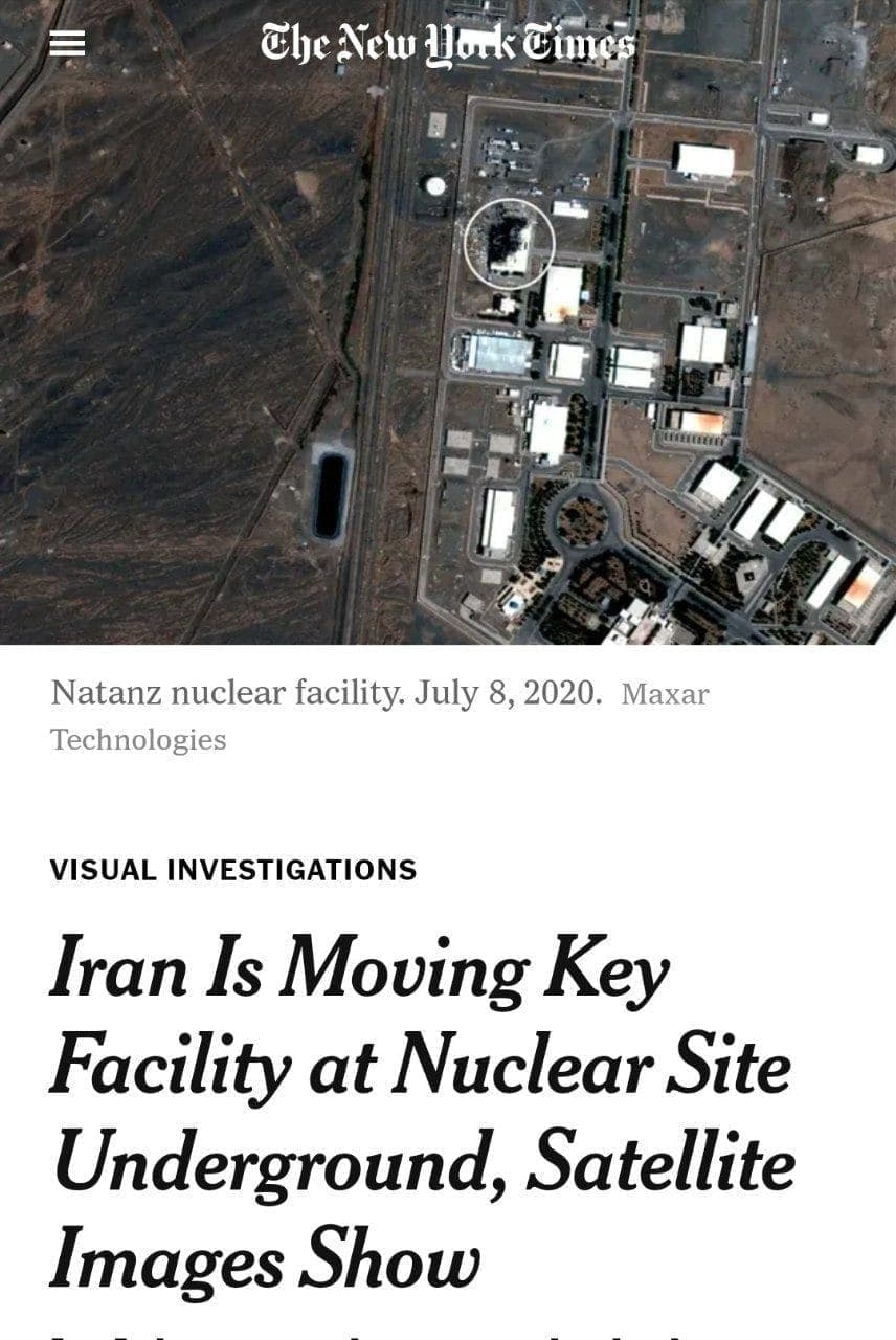 ‌‌ نیویورک‌تایمز: کوچک‌ترین تغییر در سایت نطنز سریعا با تصاویر ماهواره‌ای ردگیری می‌شود