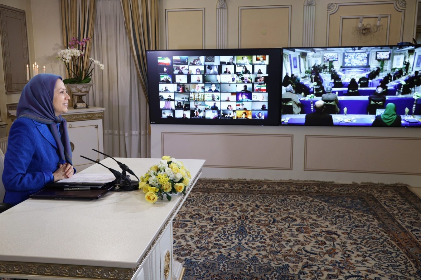 کنفرانس بین المللی  به‌مناسبت ماه مبارک رمضان ارتباط  زنده  از 2000 نقطه در40 کشورجهان و سخنرانی خانم مریم رجوی