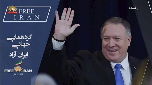 پمپئو درگردهمایی ایران ‌آزاد:  هرگونه مراوده با رئیسی، به‌معنای مراوده با یک قتل‌عام‌کننده است