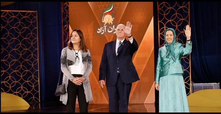 دیدار مایک پنس با خانم مریم رجوی و حضور در گردهمایی مجاهدین در اشرف۳