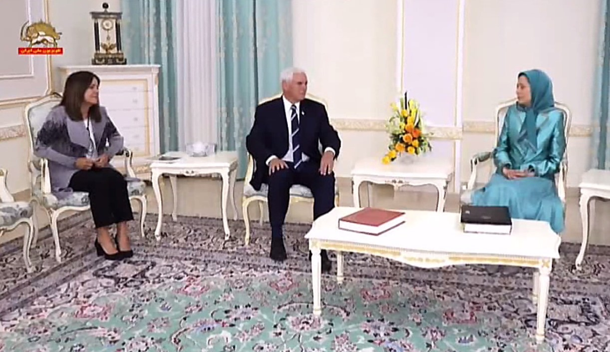 گزارش سخنراني ها و تصويري از ديدار آقاي مايك پنس با خانم مريم رجوي در اشرف 3