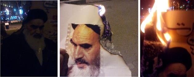 مراسم چهارشنبه سوری ـ به آتش كشيدن عكس خميني و خامنه اي در تهران و اصفهان