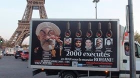 تظاهرات بزرگ پاريس عليه سفر روحاني به فرانسه