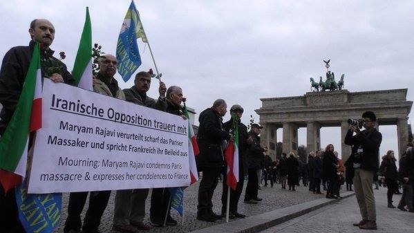 همبستگی حاميان شورای ملی مقاومت در برلین با قربانیان حمله تروریستی فرانسه