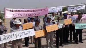 آكسيون اعتراضي ساكنان ليبرتي براي درخواست رفع محاصره از كمپ
